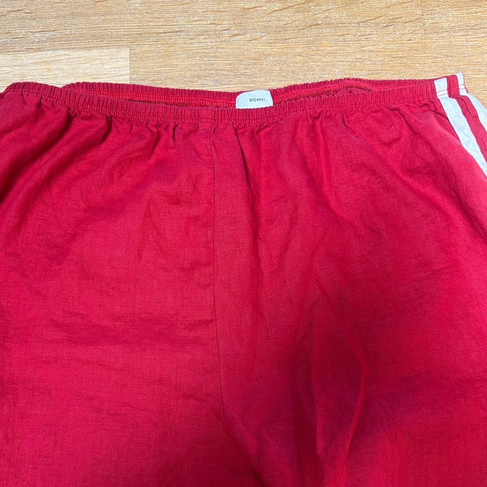 Donni Linen Red Stripe Cropped Pant - Picture 4 of 4